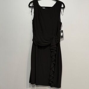 Jessica Howard Black Ruffle Draped Jersey Sheath Dress  18 NEW
